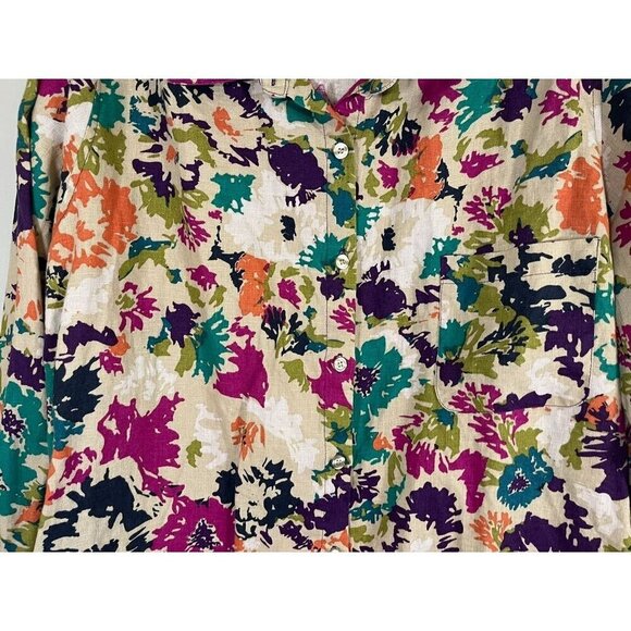 Bridgewater Top Women 3X Tan Floral Boho Western Artsy Mature Resort Western 80s - Picture 5 of 14